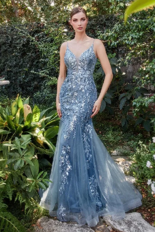 Sparkly Mermaid Dress Andrea & Leo A1118 Beaded Lace Applique Mermaid Prom Gown