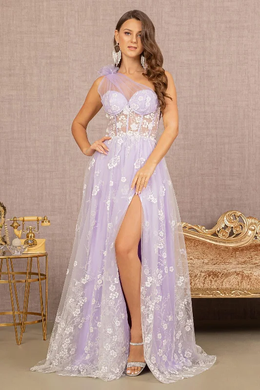 Modern Tulle Dress Long One Shoulder Prom Gown