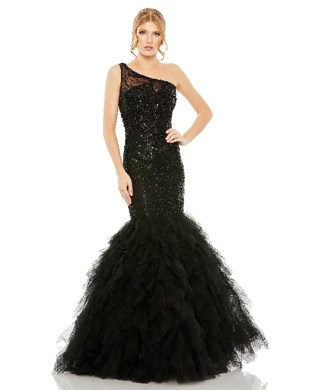 Hollywood-Inspired Gown Mac Duggal 20545 Long One Shoulder Mermaid Prom Dress