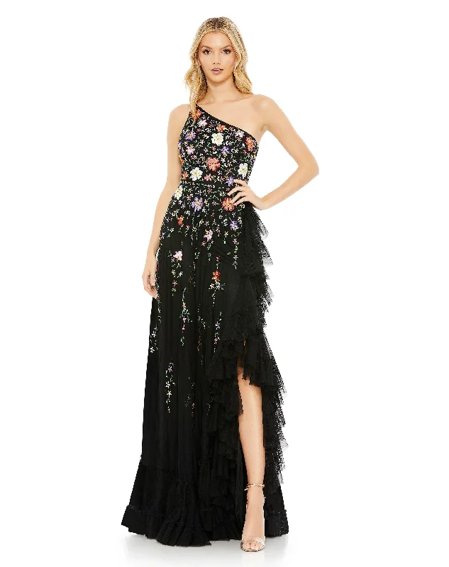 Artistic Embroidered Dress Mac Duggal 9164 Prom Long One Shoulder Formal Dress