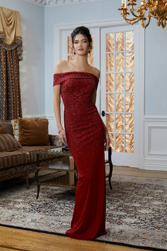 Stunning Applique Dress MGNY Madeline Gardner New York 72836 Long Formal Beaded Slit Evening Dress