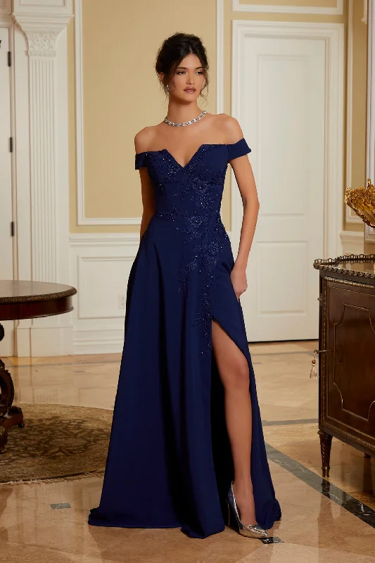 Figure-Flattering Gown MGNY Madeline Gardner New York 72826 Beaded Long Formal Evening Gown