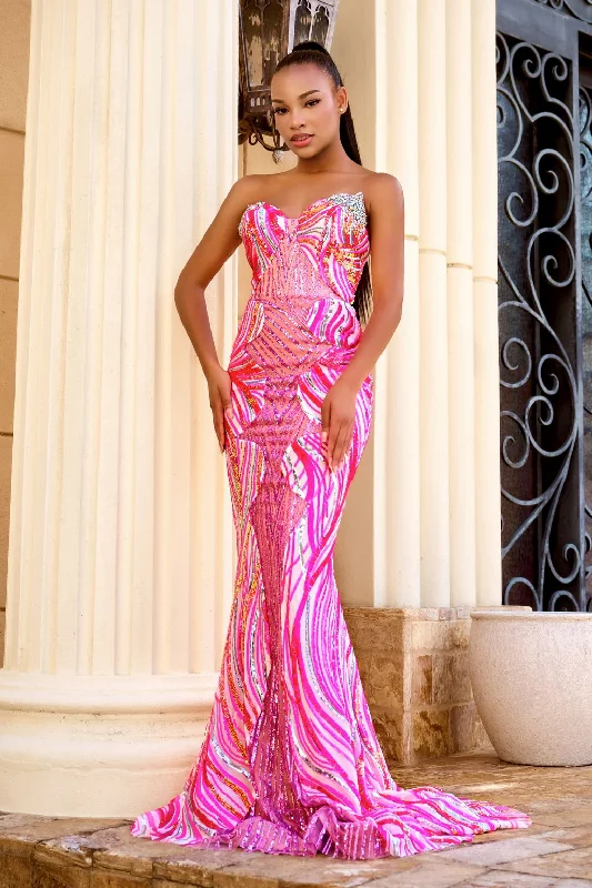 Structured Evening Gown Portia and Scarlett PS24343 Long Mermaid Prom Dress