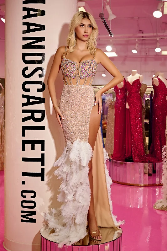 Crystal Beaded Dress Portia and Scarlett PS24881C Long Fitted Prom Dress