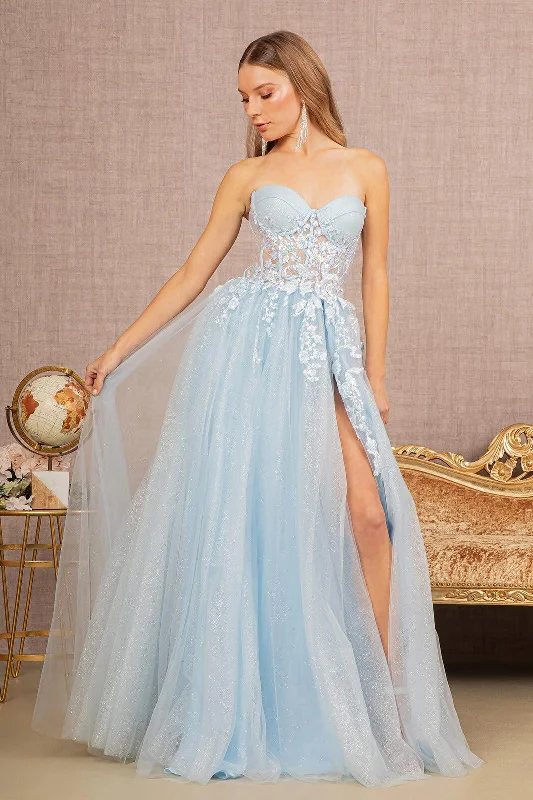 Empire Waist Gown Prom Long Strapless Formal Dress