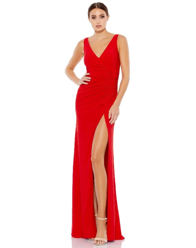 Sophisticated Party Dress Red 14 Mac Duggal 26513 Prom Long Sleeveless Formal Dress Sale