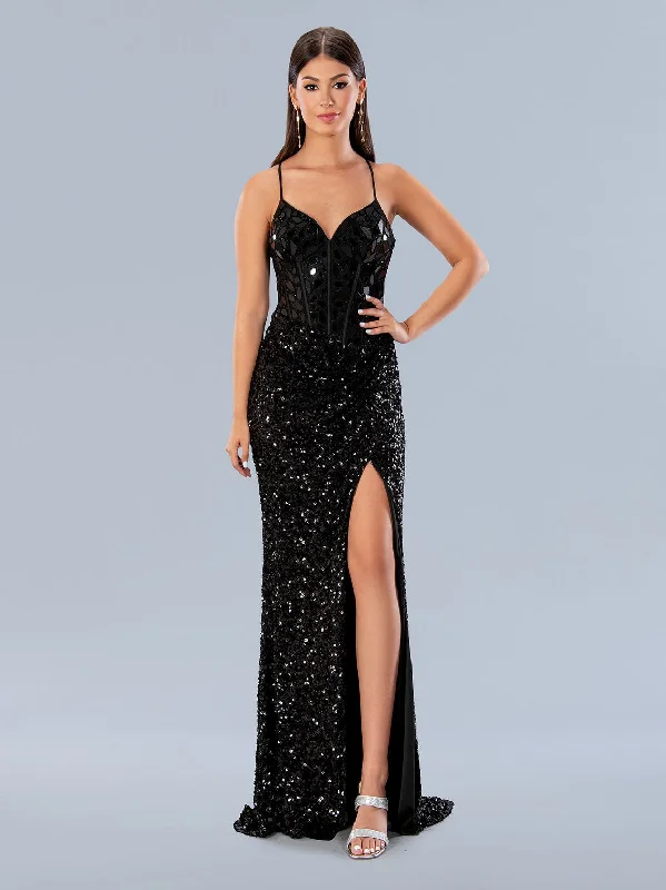 Polished Formal Dress Stella Couture 24161 Sequin Formal Long Mirror Beaded Prom Dress