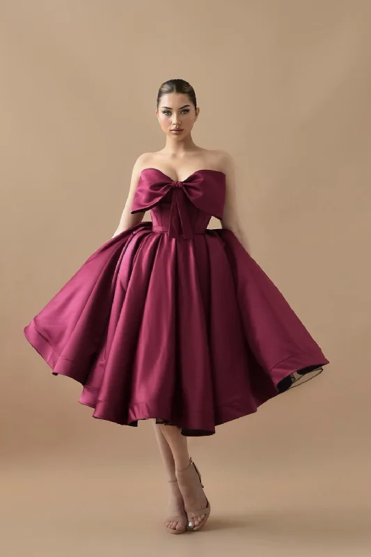 2024 Satin Short Prom Dresses with Big Bow Neckline