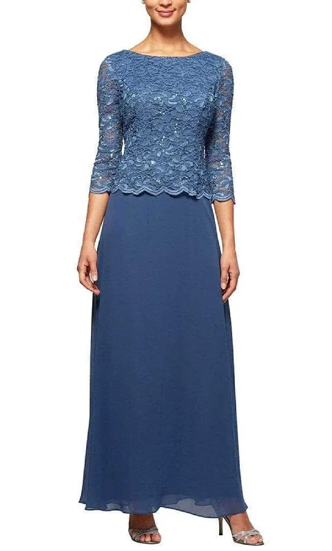 Sparkly Mermaid Dress Alex Evenings - 112655 Scallop Lace Mock Dress with Chiffon Skirt Sparkly Mermaid Dress Alex Evenings - 112655 Scallop Lace Mock Dress with Chiffon Skirt