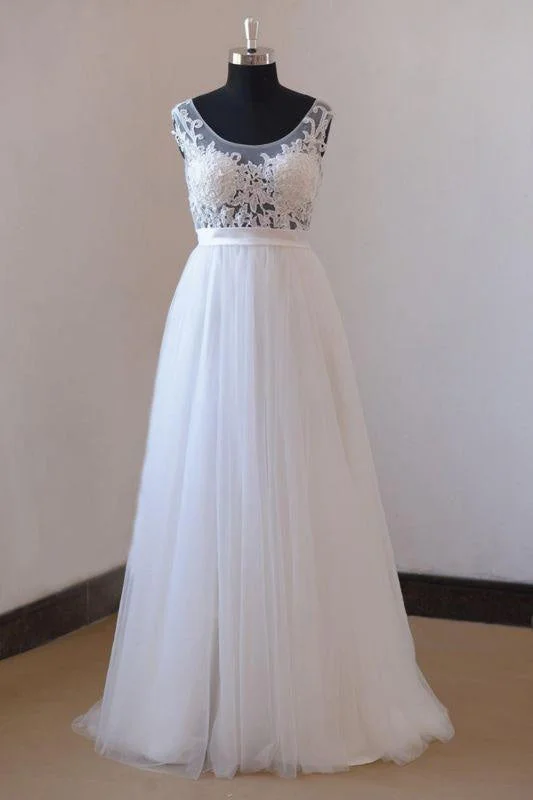 Bridelily Amazing Appliques Tulle A-line Wedding Dress