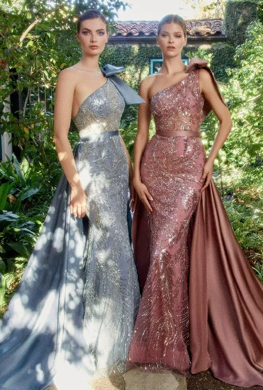 Midnight Blue Gown Andrea & Leo A1161 One Shoulder Embellish Prom Gown