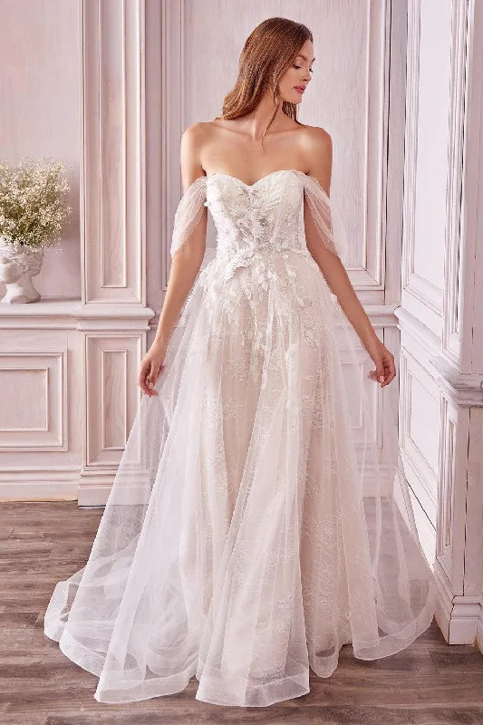 Cinderella Style Dress Off White 6 Andrea & Leo CDA0822 Long Off Shoulder Dress Bridal Sale