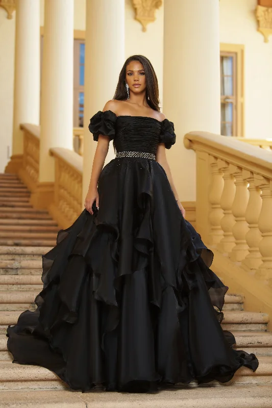 Ruched Velvet Dress Ava Presley 28571 Formal Prom Long Ball Gown