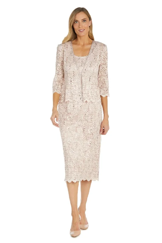 Fancy Beaded Gown Blush 18 R&M Richards RM9285 Mother of the Bride Lace Jacket Midi Dress Sale