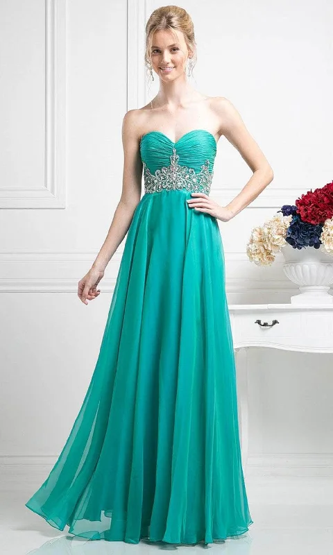 Cinderella Divine 7664 - Strapless Empire Chiffon Gown