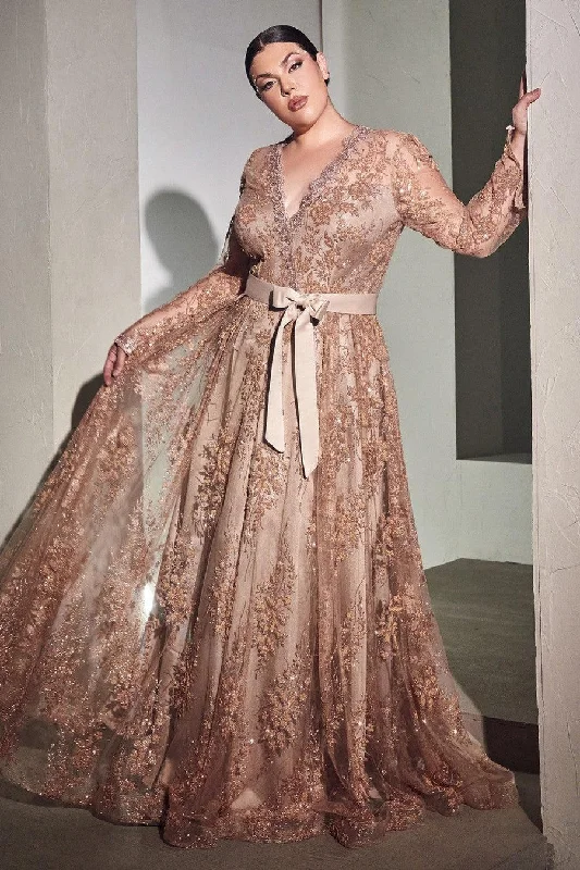 Stylish Taffeta Dress Cinderella Divine CD233C Rose Gold 18 Sale