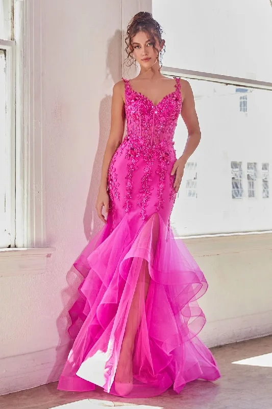 Modern Tulle Dress Cinderella Divine CD331 Mermaid Prom Long Dress