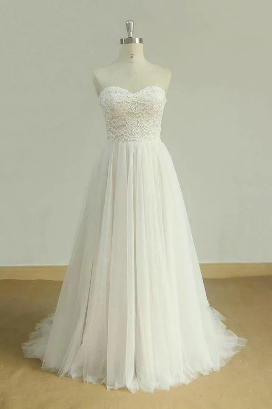 Bridelily Detachable Lace-up Tulle A-line Wedding Dress