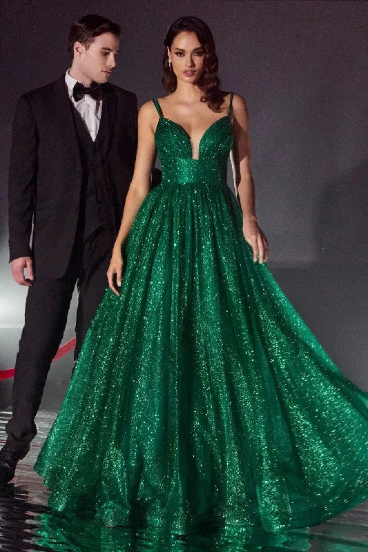 Beautiful Floor-Length Dress Cinderella Divine CD996 Emerald 4 Sale