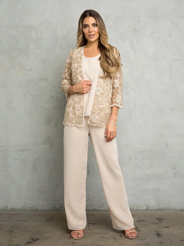 Eva Fashion 3483 Long Formal Floral Jacket Pant Suit