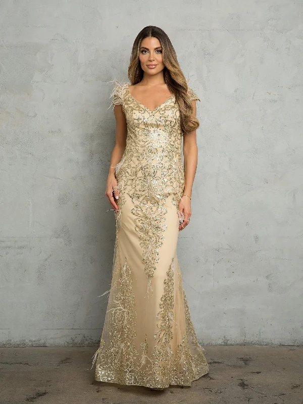 Eva Fashion 5264 Fitted Long Formal Glitter Evening Dress