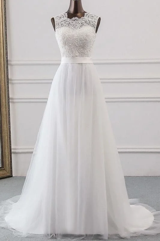 Bridelily Graceful Lace-up Tulle A-line Wedding Dress