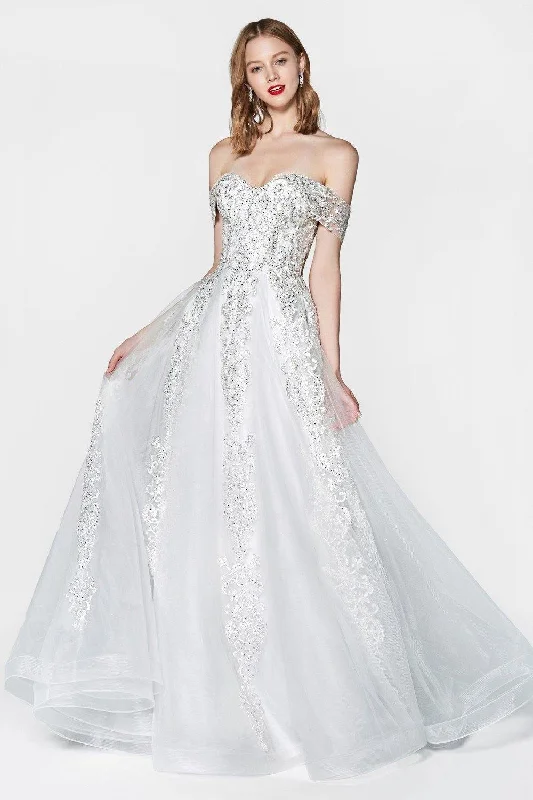 Subtle Shine Dress Cinderella Divine KC19070W Lace Bridal Long Wedding Gown