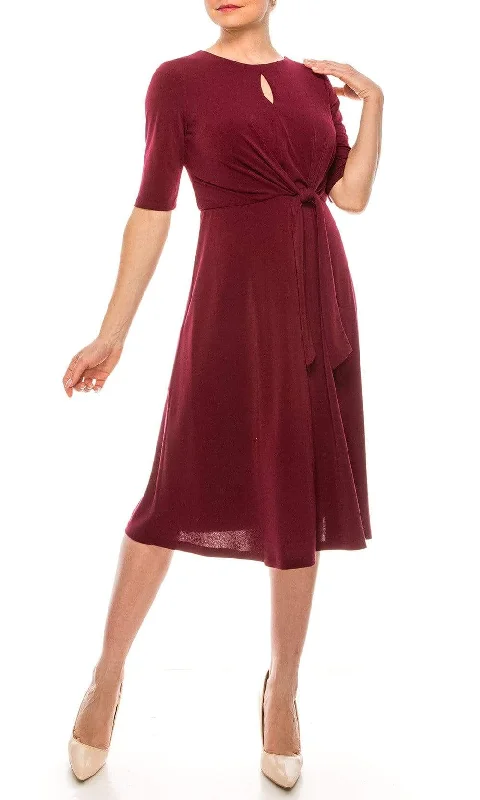 London Times - T4667M Elbow Length Flowy Midi Dress