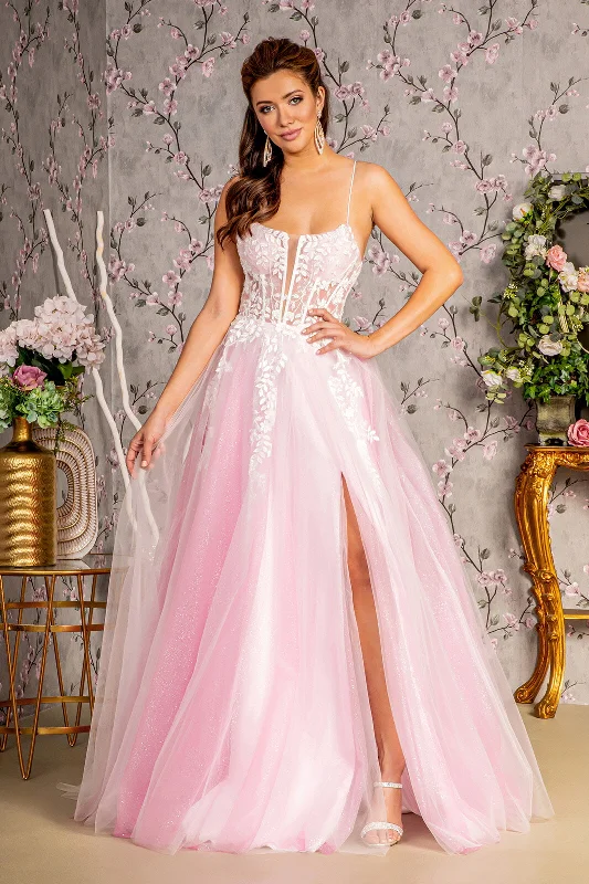 Crystal Beaded Dress Long Formal Sequin Applique Prom Dress