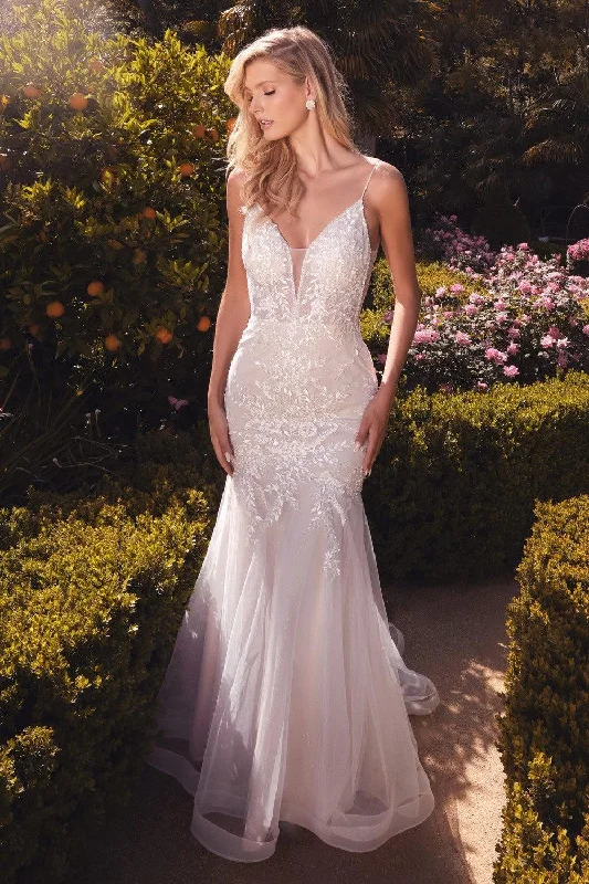 Delicate Lace Dress Cinderella Divine A1039W Lace Mermaid Wedding Gown