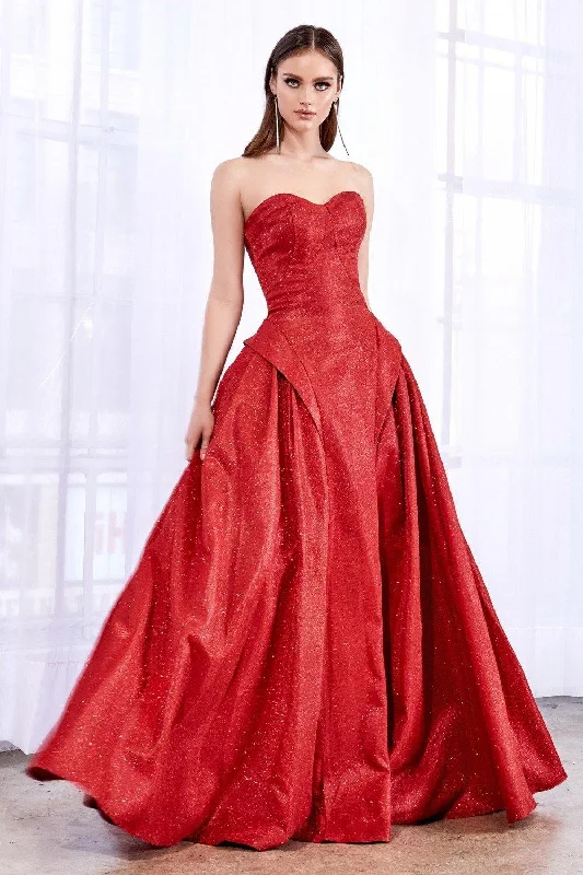 Glamorous Formal Dress Andrea & Leo A0709 Strapless Red Ball Gown