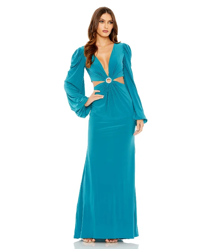 Side Slit Gown Mac Duggal 26727 Long Sleeve Formal Evening Dress