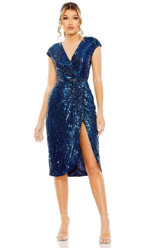 Mac Duggal 5777 - Cap Sleeve Sequin Embellished Knee-Length Dress