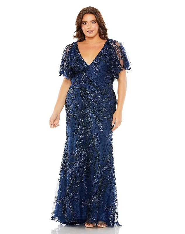 Vivid Color Gown Mac Duggal 68432 Plus Size Long Formal Sequins Dress