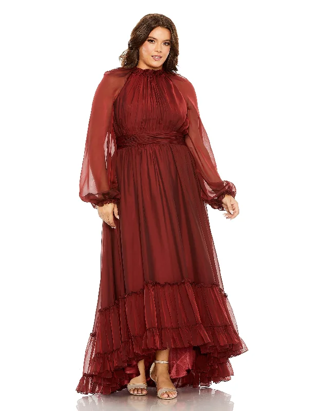 Draped Formal Dress Mac Duggal 68434 Plus Size Long Sleeve Formal Gown