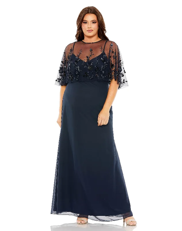 Elegant Organza Dress Mac Duggal 9230 Plus Size Long Formal Gown