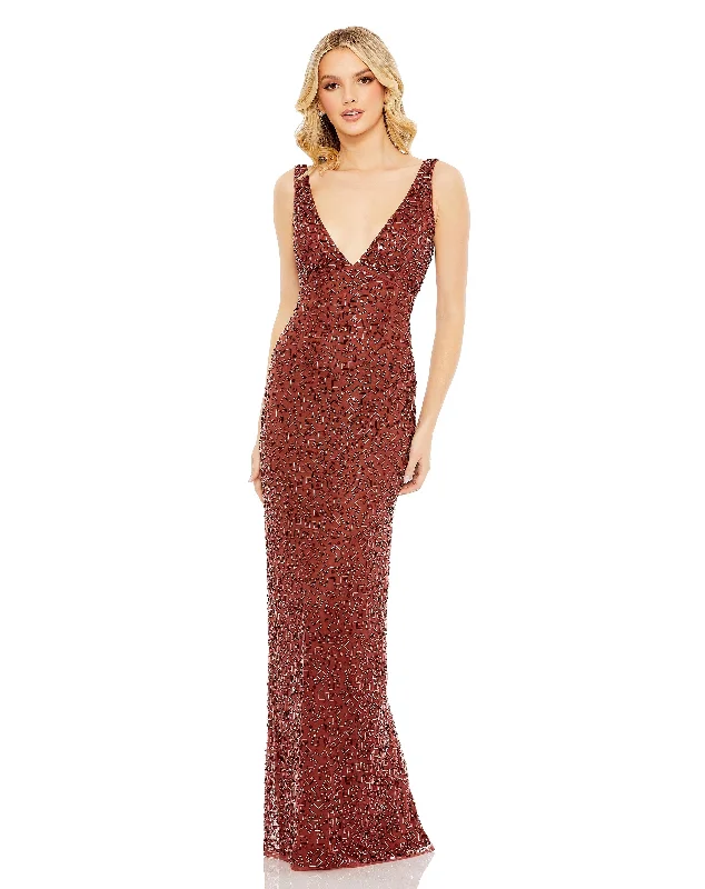 Hollywood-Inspired Gown Mac Duggal 93757 Long Formal Prom Sequin Beaded Dress