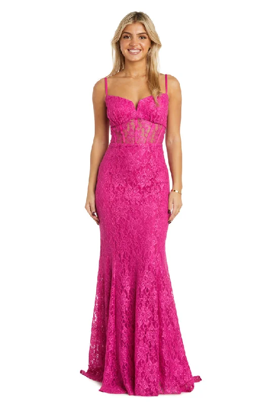 Elegant Beaded Dress Morgan & Co 13129 Hot Pink 9 Sale