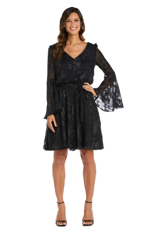 Artistic Embroidered Dress Nightway 22065 Short Cocktail Long Sleeve Mother of the Bride Dresses