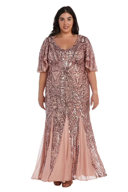 Bold Print Formal Dress Nightway 22139W Long Mother of the Bride Plus Size Sequin Formal Dress