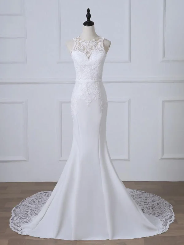 Bridelily Precious Spaghetti Strap Lace Mermaid Wedding Dress