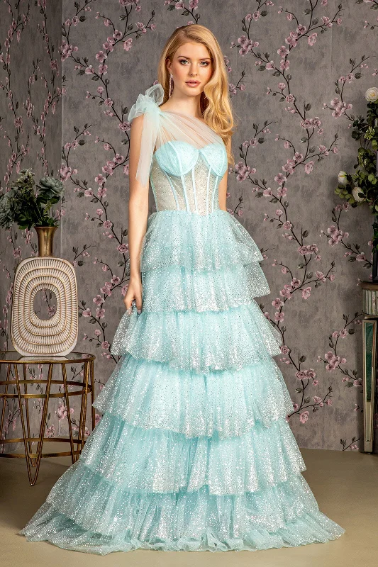 Tulle Skirt Dress Prom Formal Glitter Evening Long Gown