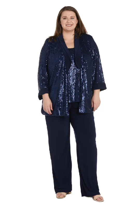 Beautiful Floor-Length Dress R&M Richards 2478W Plus Size Sequin Jacket Pant Suit Set