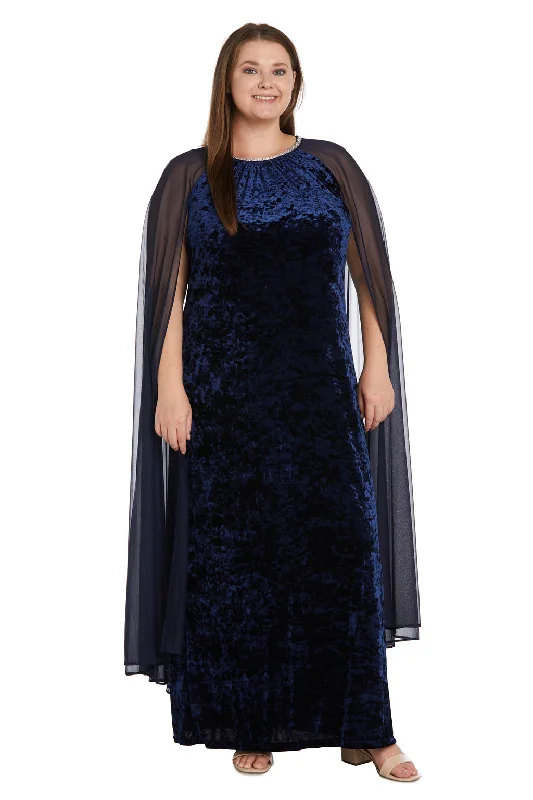 Stylish Taffeta Dress R&M Richards 2658W Long Formal Plus Size Cape Dress