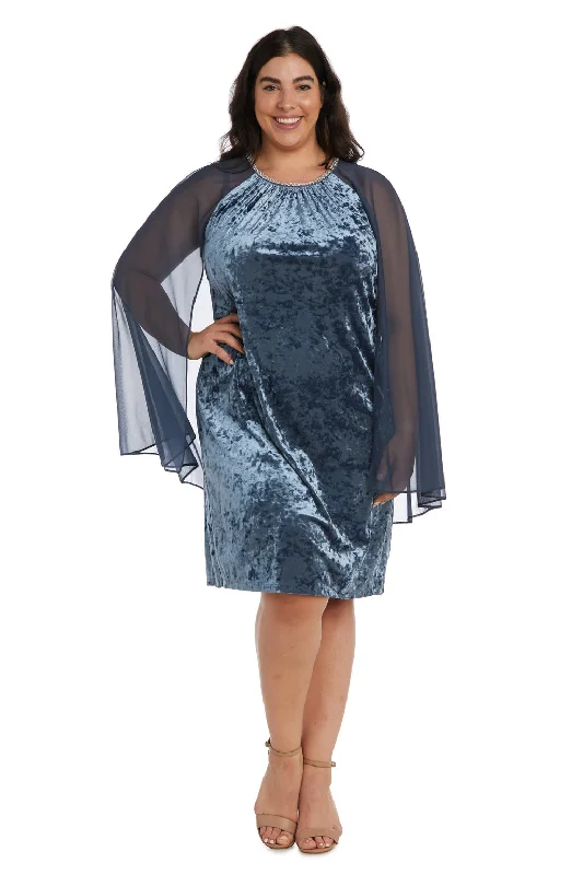 Dreamy Tulle Skirt R&M Richards 2663W Short Cocktail Plus Size Mother of the Bride Cape Dress