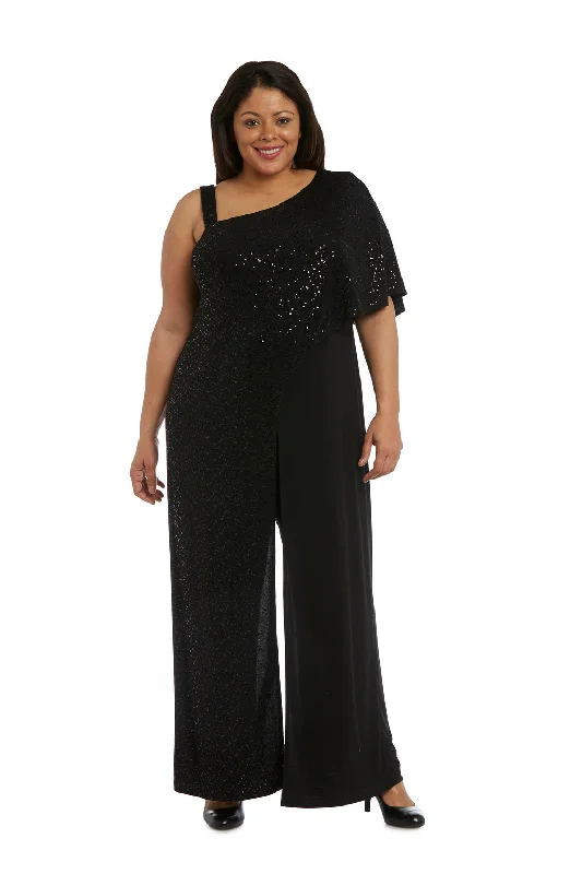 Fancy Embellished Dress R&M Richards 3096W Long Sequined Overlay Jumpsuit