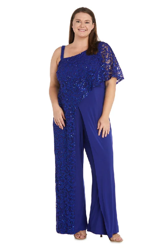 Subtle Shine Dress R&M Richards 3556W Long Plus Size Sequin Formal Jumpsuit