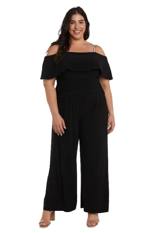 Off-White Gown R&M Richards 5982W Long Plus Size Formal Jumpsuit