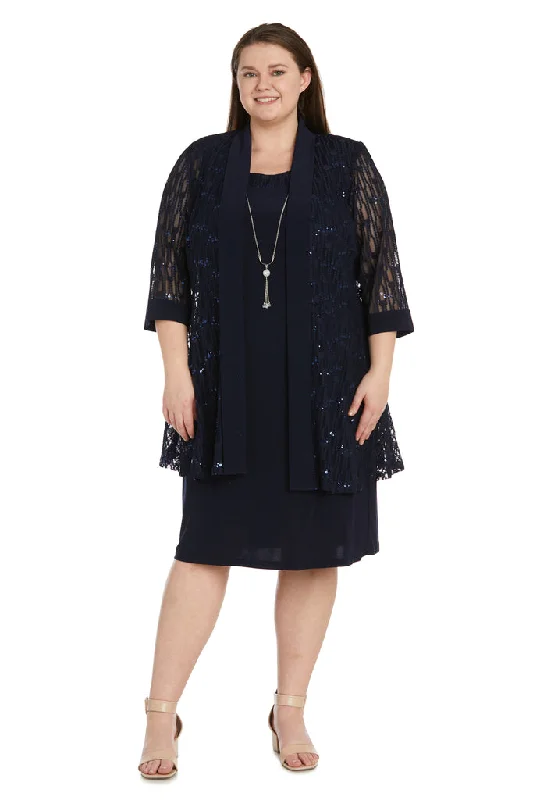 Embellished Maxi Dress R&M Richards 9089W Plus Size Short Jacket Dress