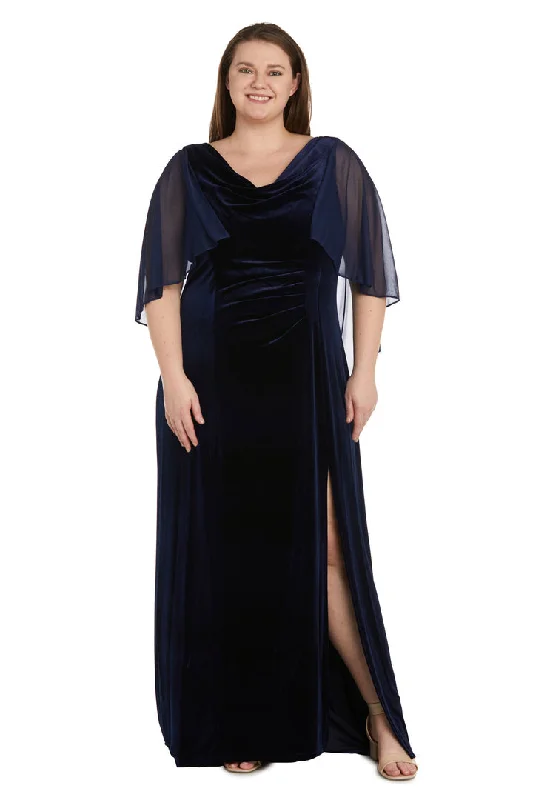 Sophisticated Gown R&M Richards 9111W Plus Size Long Formal Velvet Gown